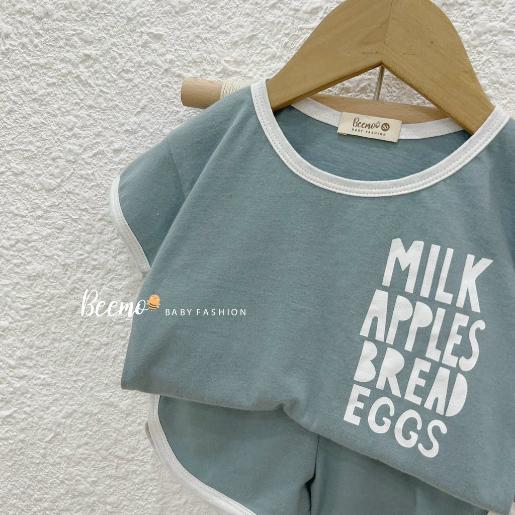 Bộ cotton cộc tay mềm mát cho bé, bộ thun unisex cá tính Beemo