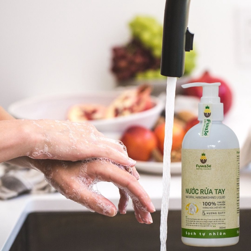 Nước rửa tay  hữu cơ fuwa3e  mùi tinh dầu tự nhiên công nghệ enzyme sinh học 300ml