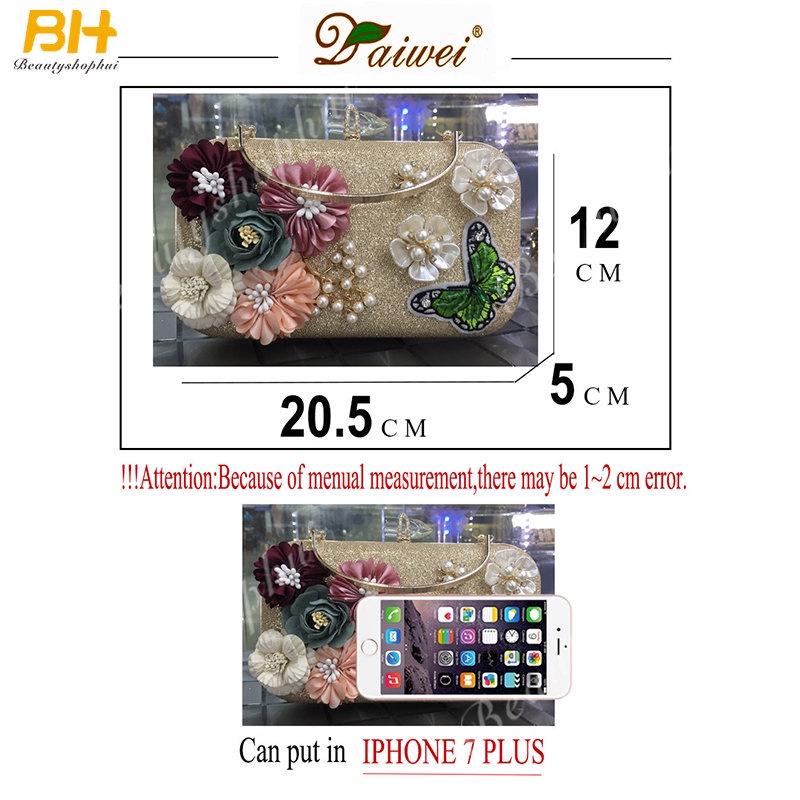 Ví Cầm Tay Ba Chiều Bằng Vải Satin Đính Hoa Ngọc Trai Kim Cương Ba Chiều Mới Dành Cho Bạn Nữ Dự Tiệc Tối