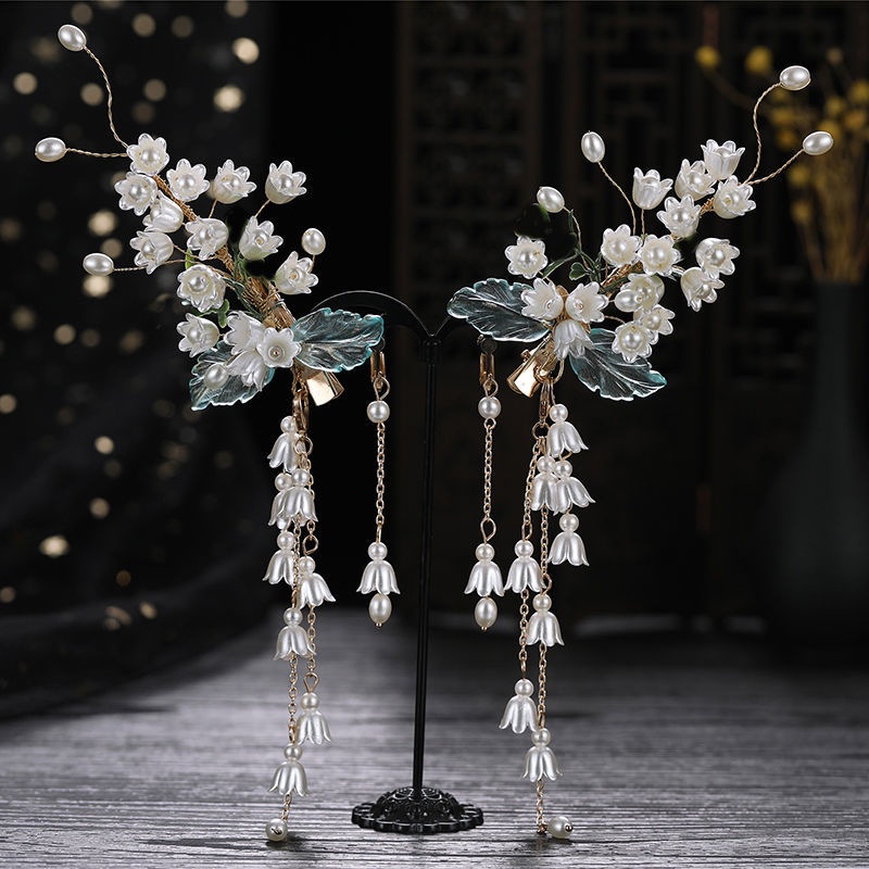 Trâm Cài Tóc Màu Be Hoa lily Phong Cách Hanfu Cổ Điển Cho Nữ