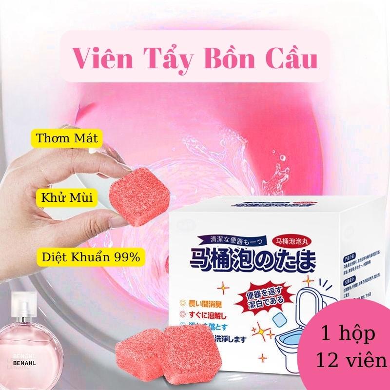 Hộp 12 Viên Thả Bồn Cầu Hương Nước Hoa Tẩy Toilet Khử Mùi, Diệt Khuẩn An Toàn