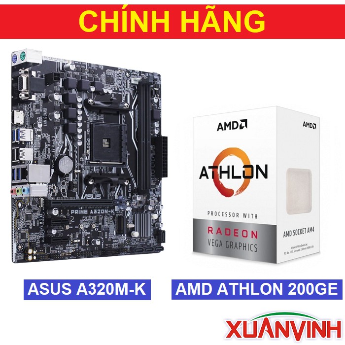[Mã ELCL2MIL giảm 7% đơn 2TR] COMBO Bộ Vi Xử Lý AMD ATHLON 200GE và Bo Mạch Chủ ASUS A320M-K (NEW 100%, CHÍNH HÃNG) | BigBuy360 - bigbuy360.vn