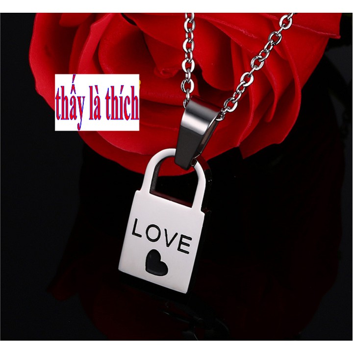 Dây chuyền cặp đôi inox hình ổ khóa và chìa khóa tình yêu khắc chữ LOVE - Giá bán như trên là 1 cặp = 2 sợi như hình