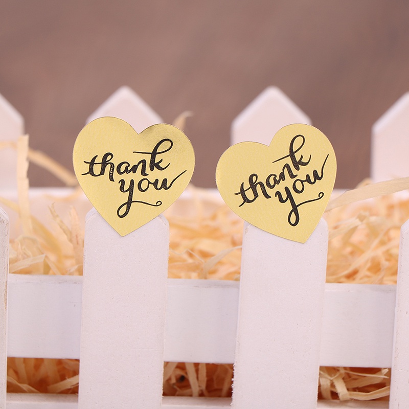 [takejoyfree 0609] 500 thank you stickers mini diy craft gold heart shaped lables wedding favour