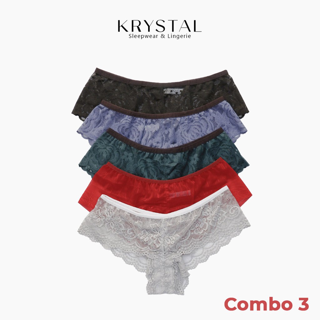 Combo 5 quần lót ren Basic sexy gợi cảm màu trơn KRYSTAL KQBC5