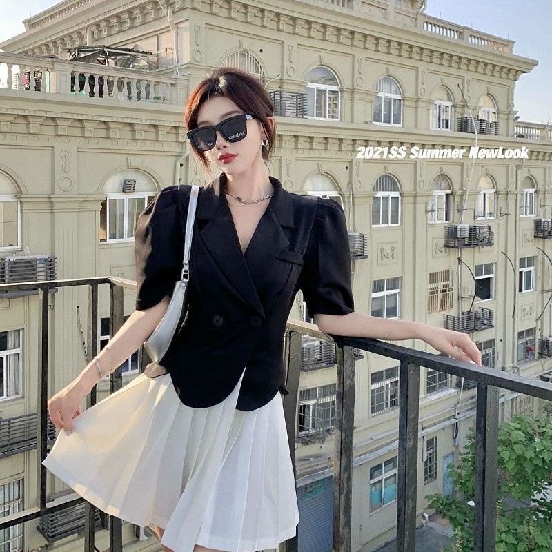 Set Áo Vest Tay Phồng Ngắn + Váy Ngắn Thời Trang Mùa Hè Cho Nữ