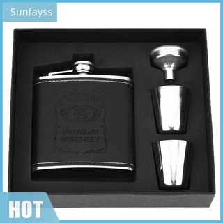 Sunfa bộ bình đựng rượu whiskey bằng da và thép không gỉ ​với cốc