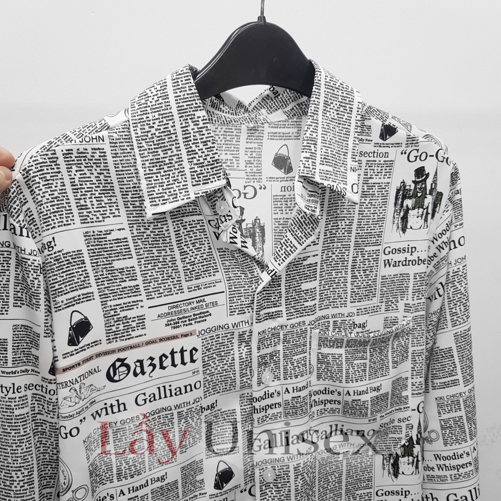 [ẢNH THẬT] Sơ Mi Tờ Báo form Unisex - Đen | BigBuy360 - bigbuy360.vn