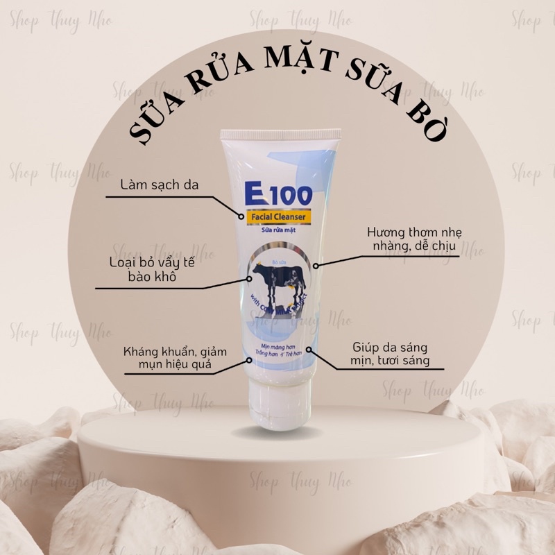Sữa rửa mặt E100 tinh chất sữa bò trắng da - 80ml
