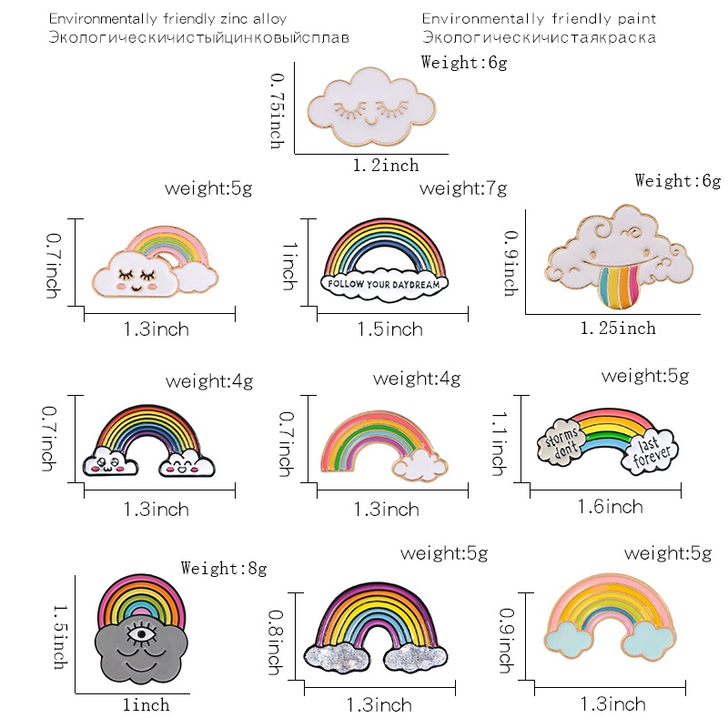 Ghim Cài Áo Hình Cầu Vồng Hoạt Hình Dễ Thương