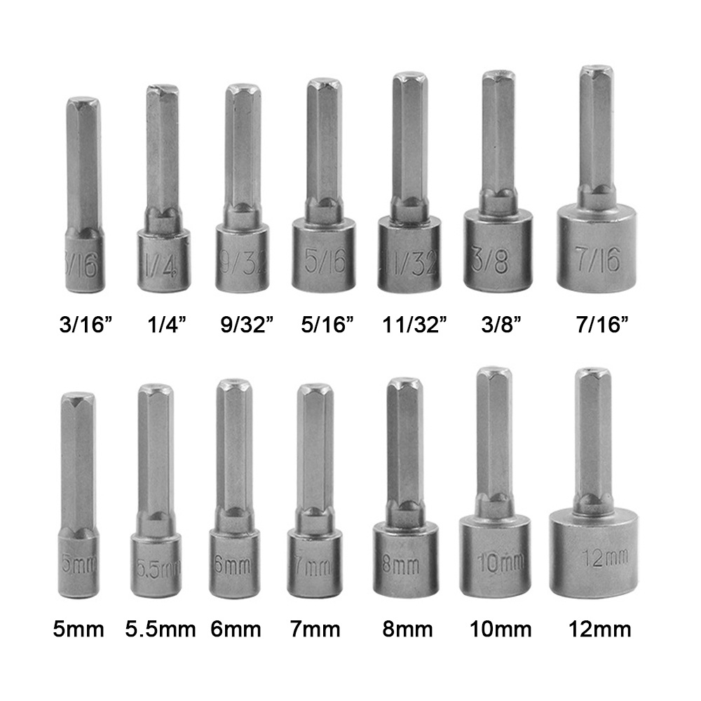 Set 9/14 đầu vặn ốc lục giác 1/4 inch cho tua vít điện