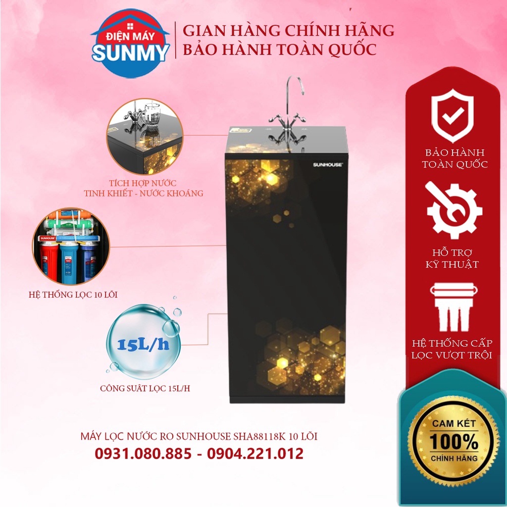 Máy lọc nước SUNHOUSE SHA88118K R.O 10 lõi lọc - bảo hành chính hãng toàn quốc