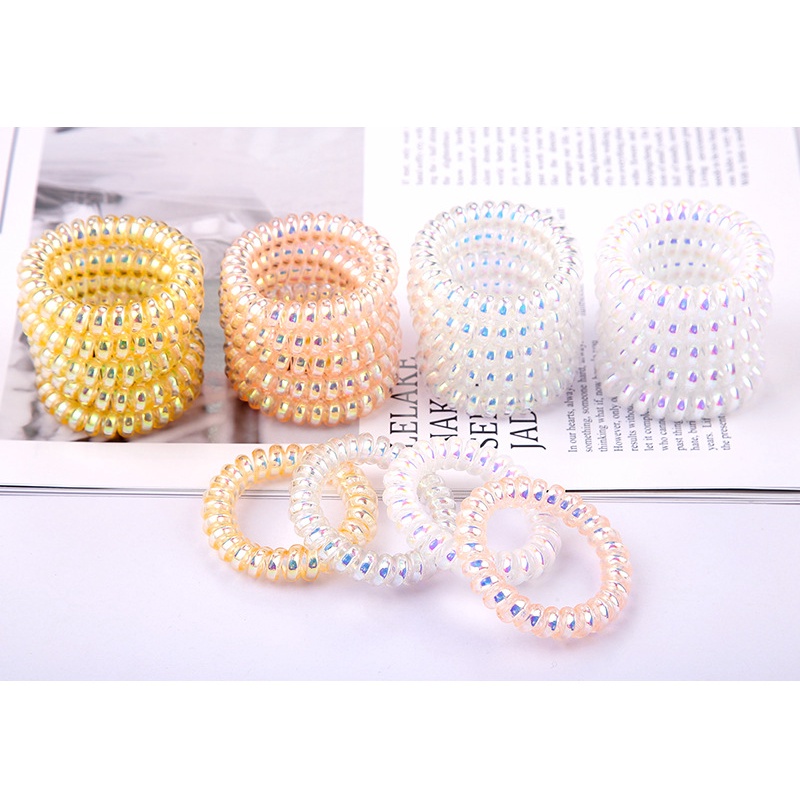 Dây buộc tóc nhựa xinh xắn dạng lò xo xoắn trong suốt Hologram Dc000995