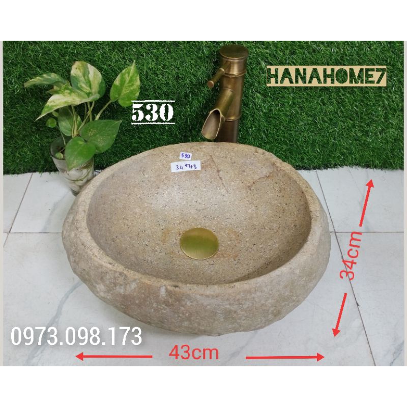 Chậu lavabo rửa mặt đá cuội size M