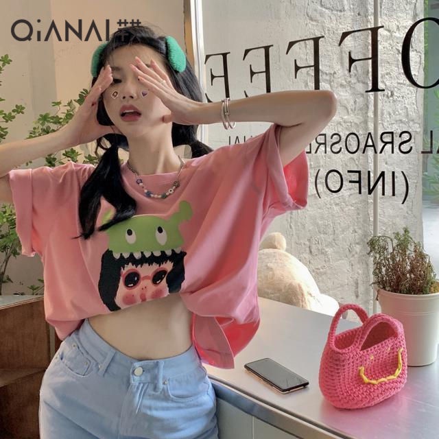 COZOK Áo Thun Tay Ngắn Form Rộng In Họa Tiết Thời Trang