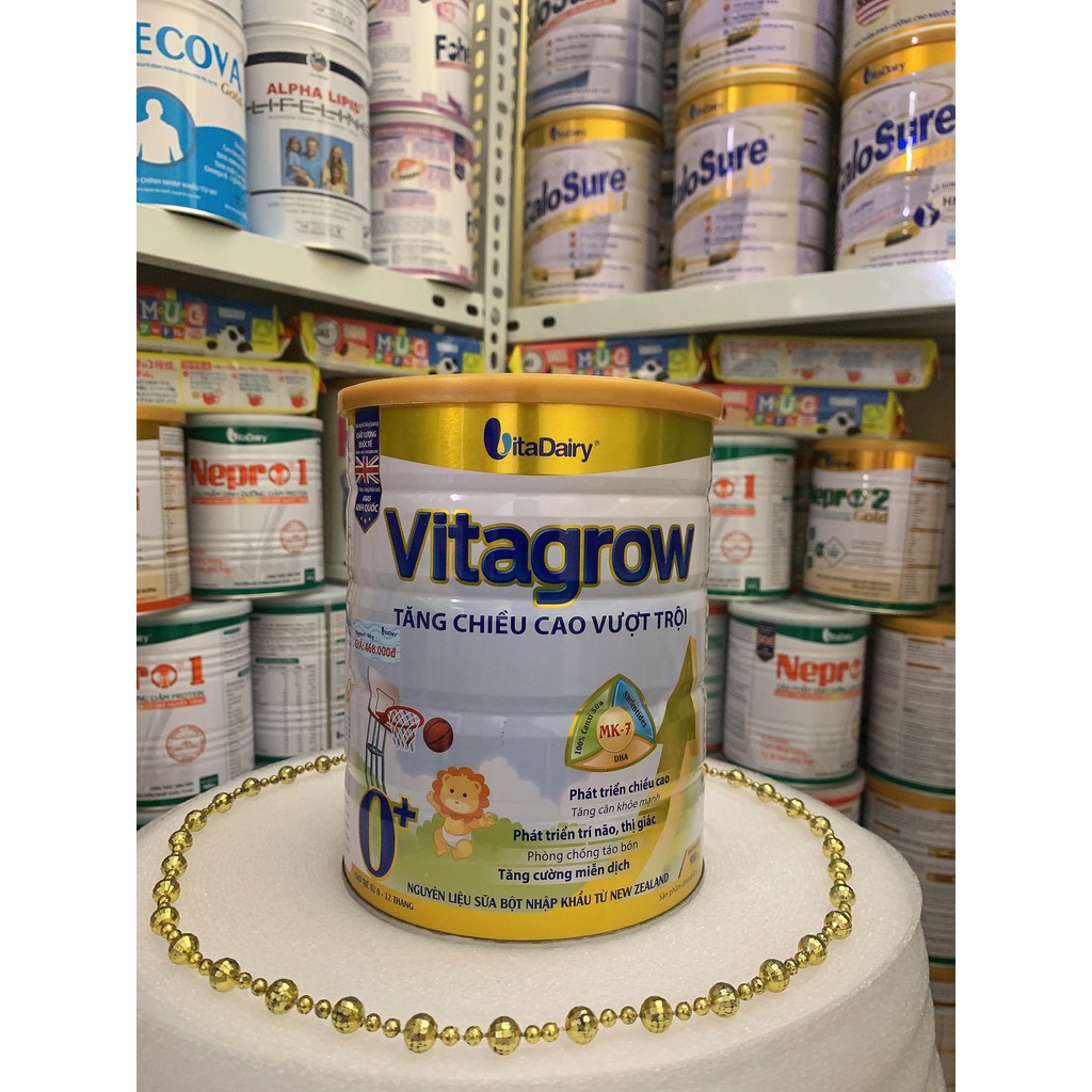 Sữa bột VITADAIRY vitagrow 0+ 1+ 2+ tăng chiều cao với MK7 hộp 900g