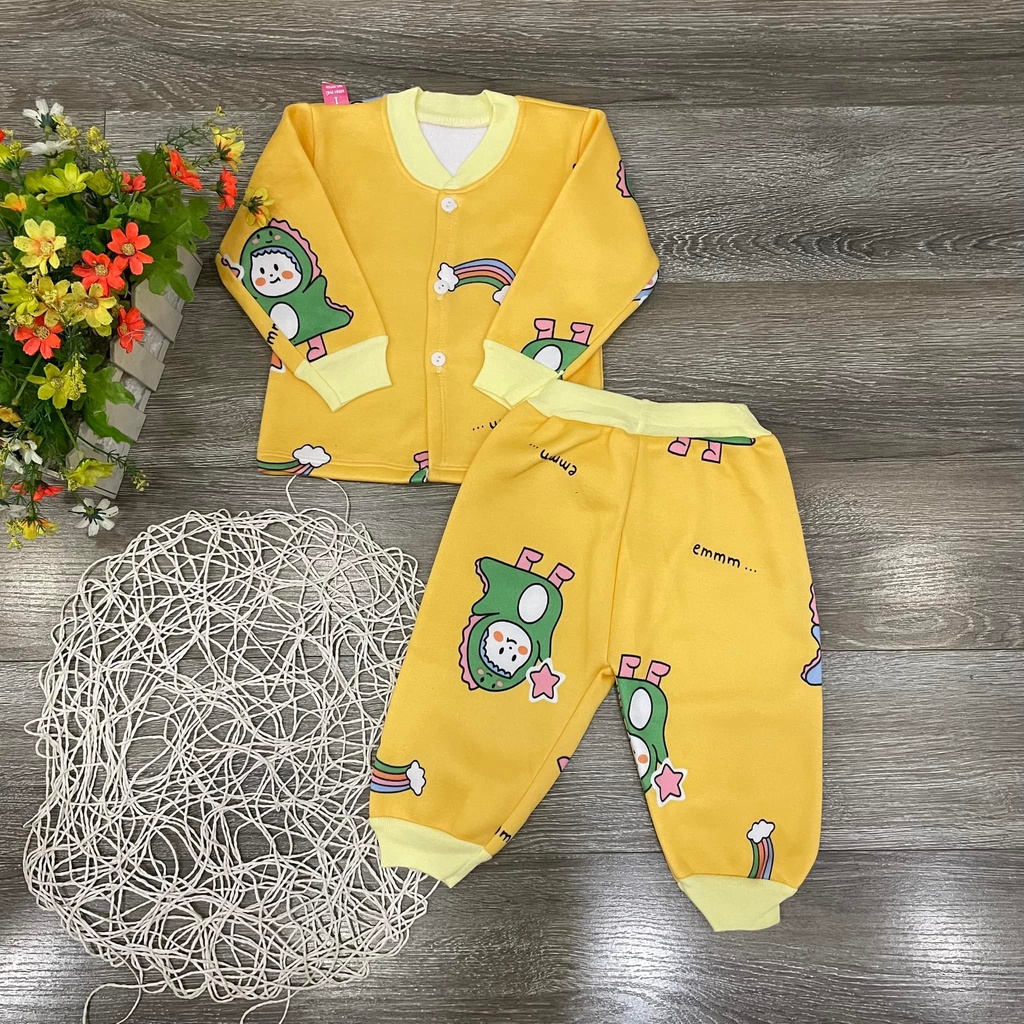 Bộ nỉ lót lông họa tiết cúc giữa cho bé