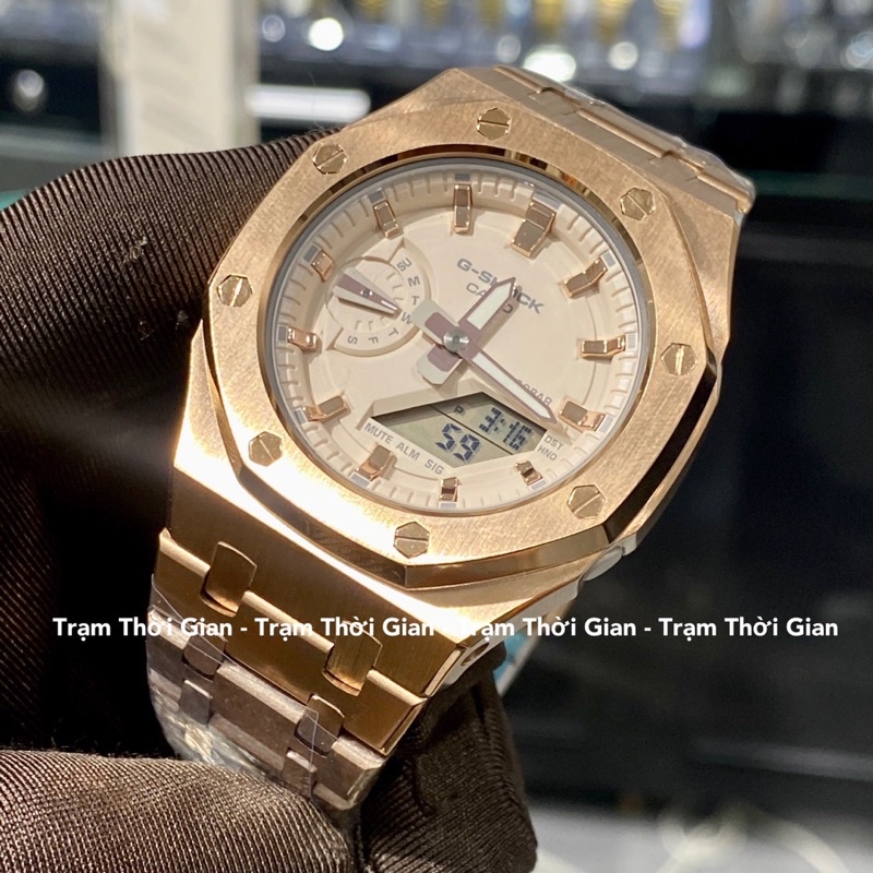 Đồng hồ nam Casio G-shock GMA-S2100-1A độ vỏ Vàng hồng size nhỏ