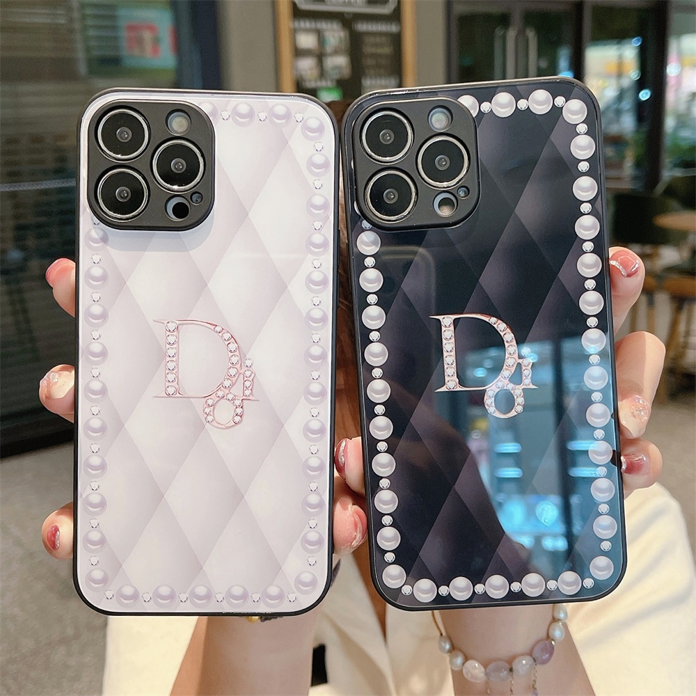 Ốp Điện Thoại Mặt Kính In Họa Tiết Thời Trang Có Tấm Bảo Vệ Ống Kính Cho IPhone 13 12 11 Pro Max XS Max