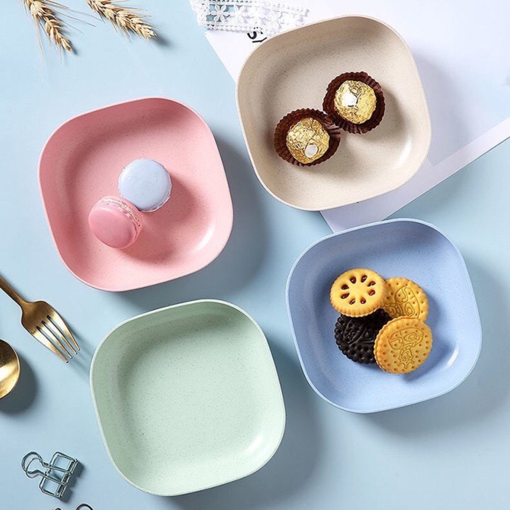 [Combo 8] Đĩa Lúa Mạch Vuông 15 Cm Chất Liệu Nhựa Lúa Mạch Sinh Học An Toàn Cho Sức Khoẻ