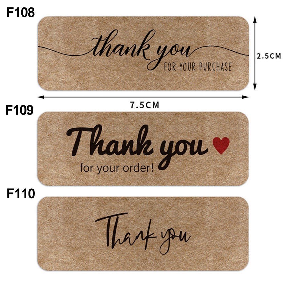 Set 120 Nhãn Dán 3x1 Inch In Chữ Thank You Dùng Để Trang Trí Quà Tặng