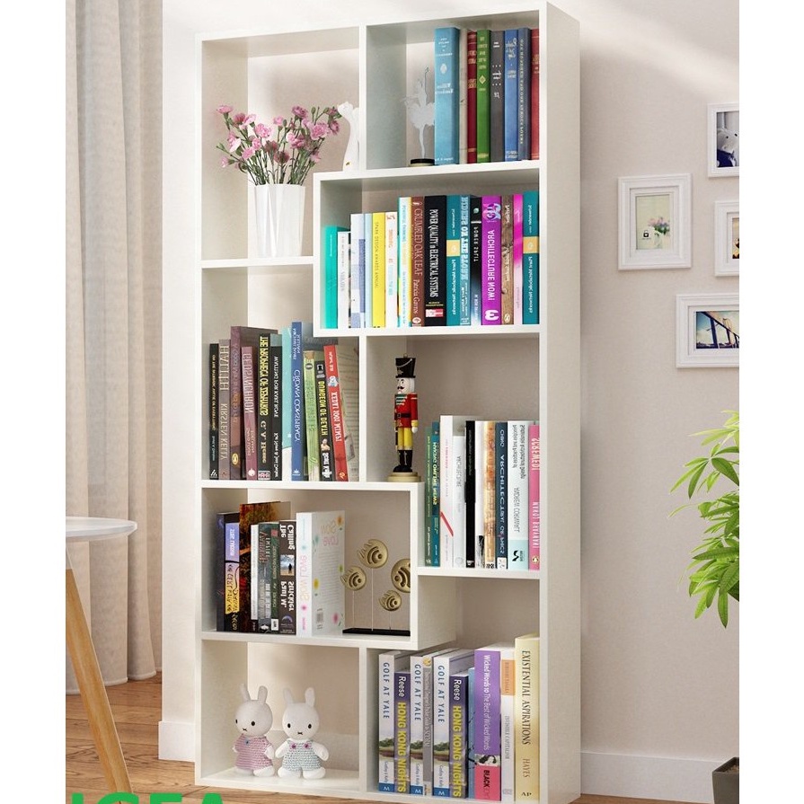 Kệ sách kệ gỗ chữ U trang trí phòng 140x70x20cm MÀU TRẮNG
