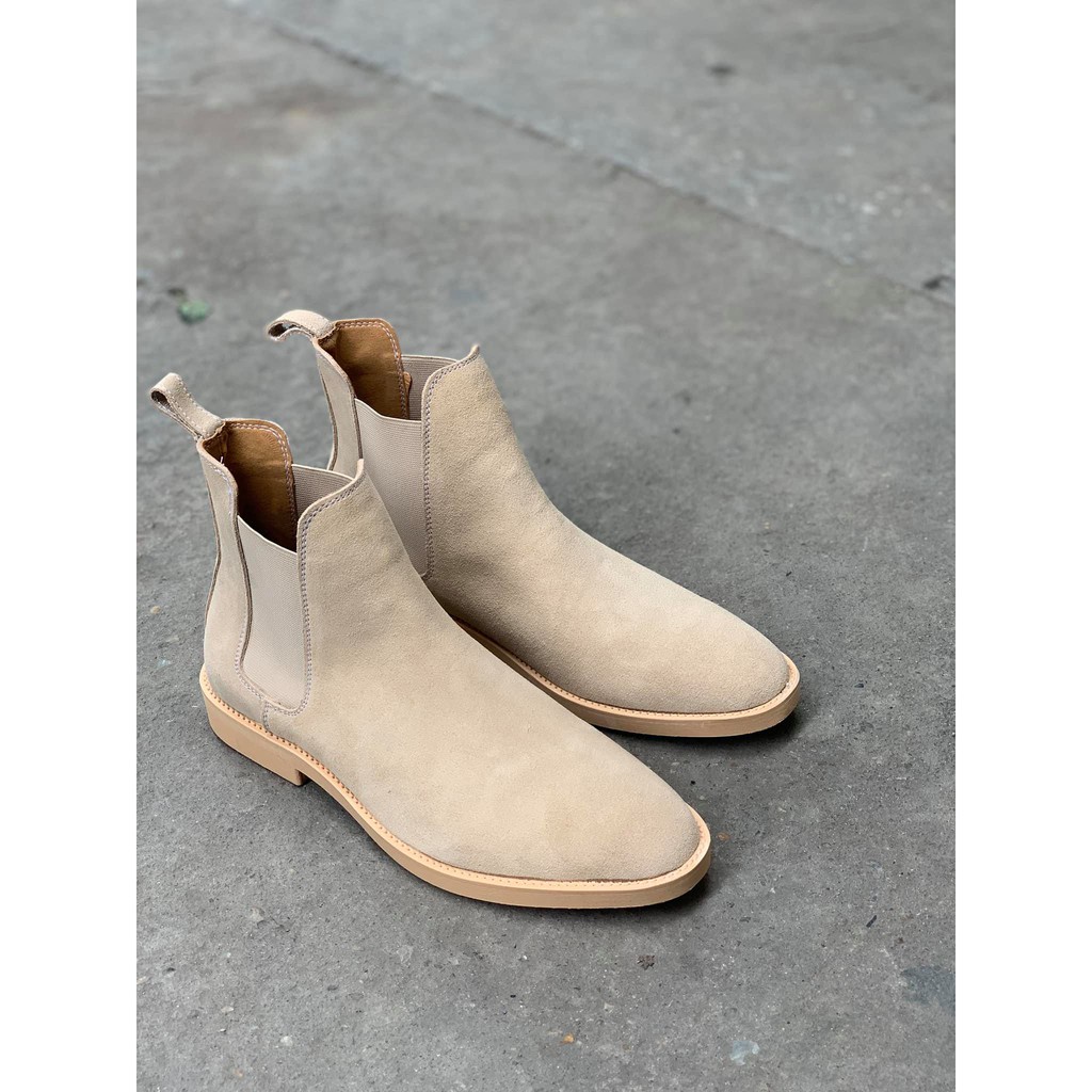 Giày nam Chelsea Boots màu tan, kiểu dáng cao cổ thời trang, chất da bò lộn, đế cao su khâu chắc chắn