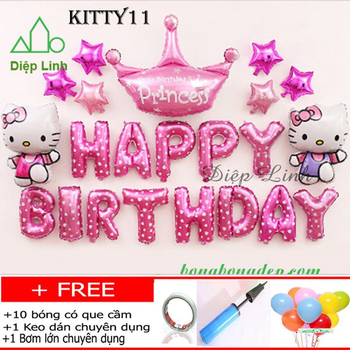 Sét Phụ Kiện Trang Trí Sinh Nhật Hello Kitty