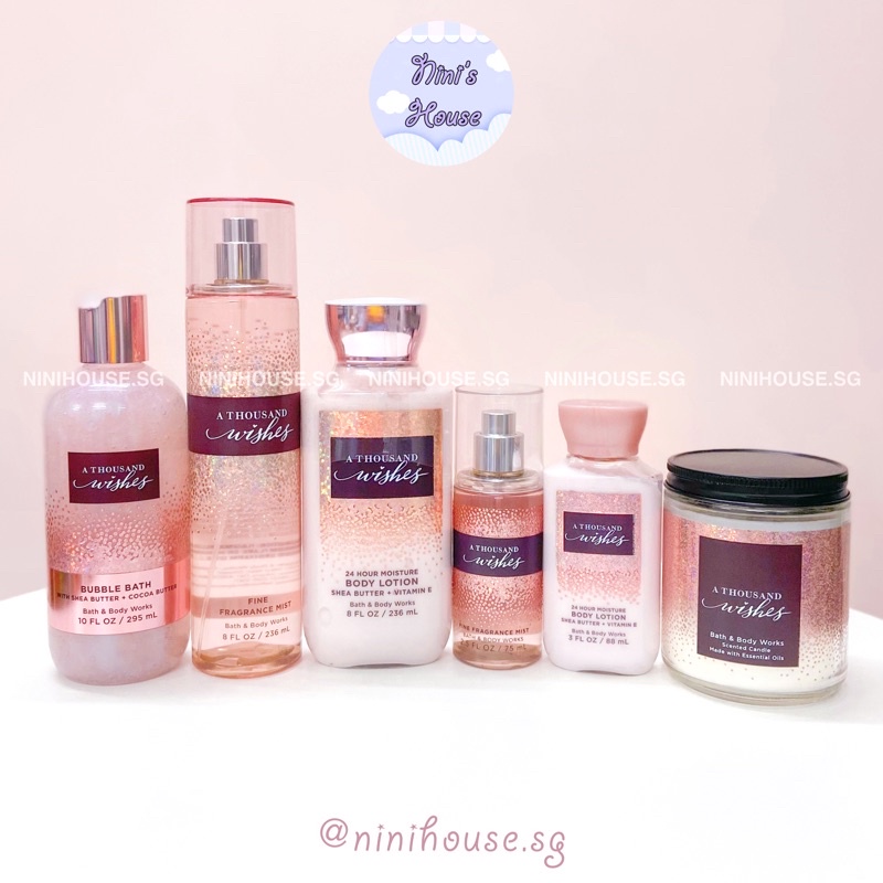 Sản phẩm xịt thơm, dưỡng thể, sữa tắm Bath and Body Works mùi A Thousand Wishes