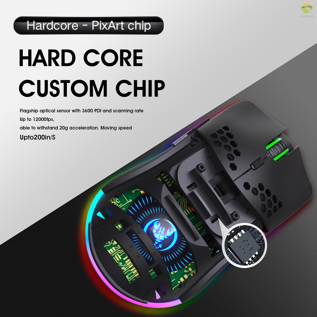 Chuột chơi game không dây T66 dạng sạc đèn RGB 2.4G với DPI có thể điều chỉnh tiện gọn cho laptop/ máy tính để bàn