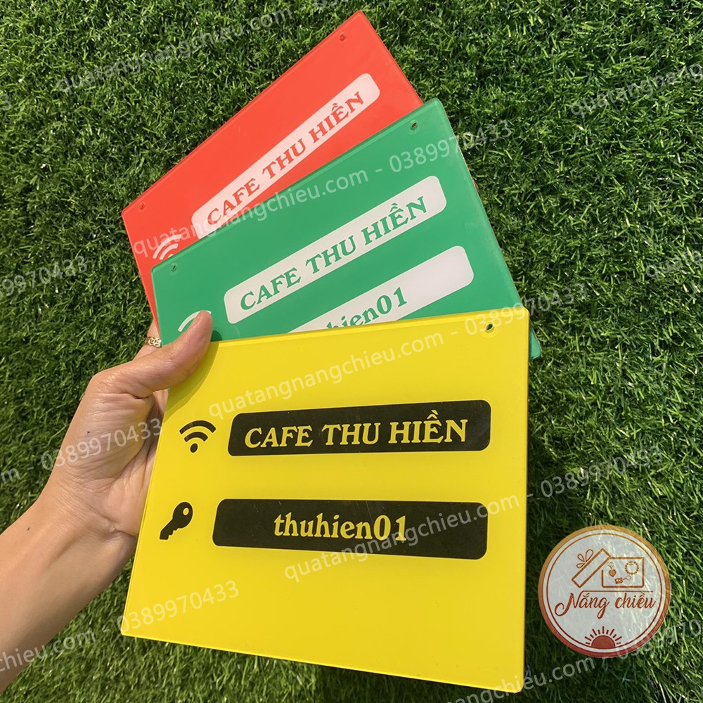 Bảng thông tin Wifi bằng mika , biển wifi ,  bảng thông báo mật khẩu wifi  bằng chất liệu mica, màu sắc tươi sáng