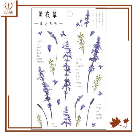 Miếng dán trong sticker hoa lá dễ thương vintage kiểu 1 trang trí tập vở sổ tay handmade Hà Mi Handmade
