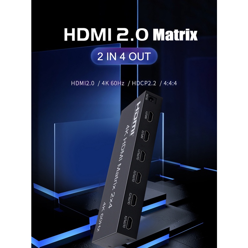 Bộ Chuyển Đổi Âm Thanh 4k @ 60hz hdmi matrix 2x4 Spidif 2 Trong 4 Ra 3d 4k hdmi Cho ps4 ps5 notebook pc