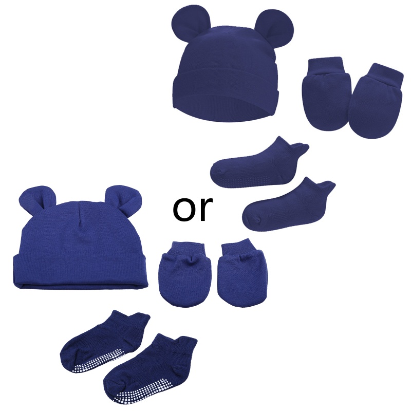 1 Bộ Găng Tay + Mũ + Găng Tay Cotton Mềm Mại Chống Trầy Xước Cho Bé Sơ Sinh