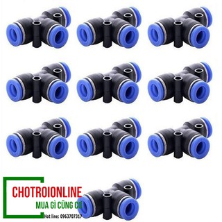 10 Đầu cút nối nhanh chữ T cho ống 4mm, 6mm, 8mm, 10mm.