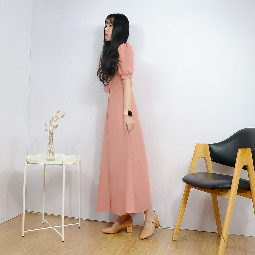 Carl & Ane - [Form lớn lùi 1 size] Giày cao gót thời trang nữ mũi vuông phối dây cao 5cm màu bò _ CP003 | BigBuy360 - bigbuy360.vn