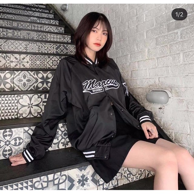 Áo Khoác kiểu dù Bomber unisex form rộng nam nữ 2 lớp MARCUS (Kèm ảnh thật Shop tự chụp)