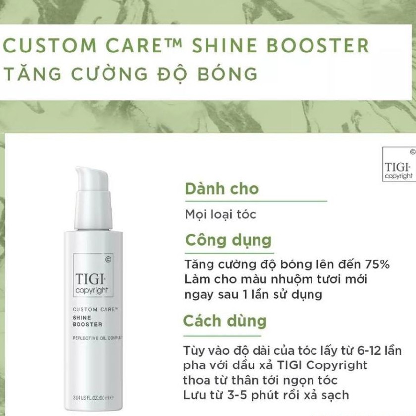 {Siêu rẻ} {Chính hãng} Tăng cường độ bóng cho tóc Tigi Copyright SHINE BOOSTER 450ml