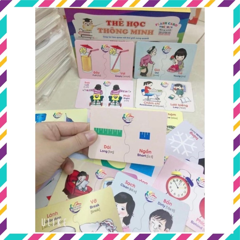 Bộ thẻ học thông minh 16 chủ đề song ngữ Anh Việt cho bé, đồ chơi giáo dục