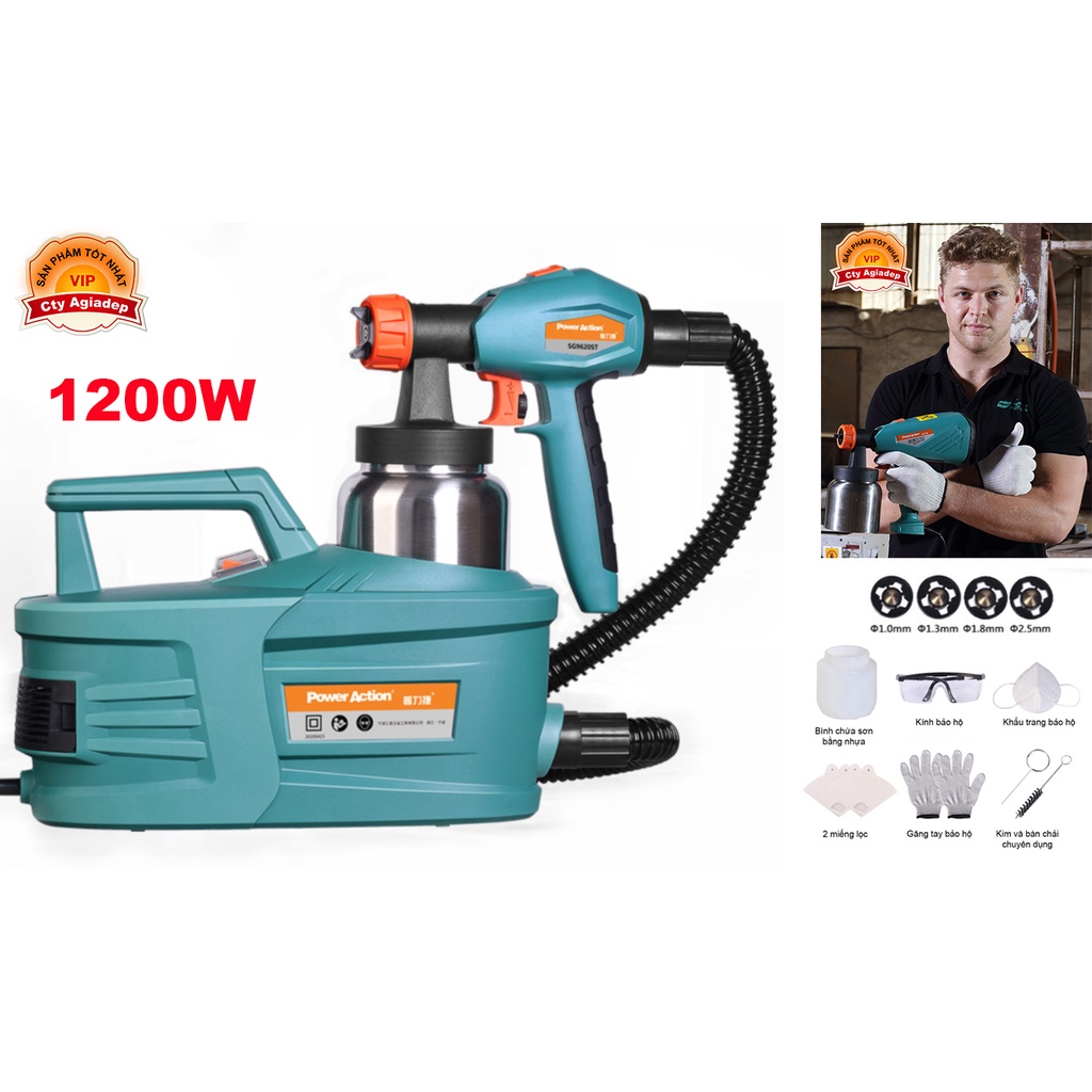 Máy phun sơn công suất lớn 1200W sơn siêu mịn với mọi loại sơn Power Action