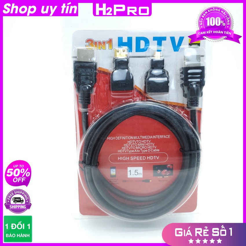 [RẺ VÔ ĐỊCH] BỘ CHUYỂN TÍN HIỆU CỔNG HDMI 3 TRONG 1 CHO ĐẦU CHUẨN HDTV, HDMI sang mini HDMI và micro HDMI