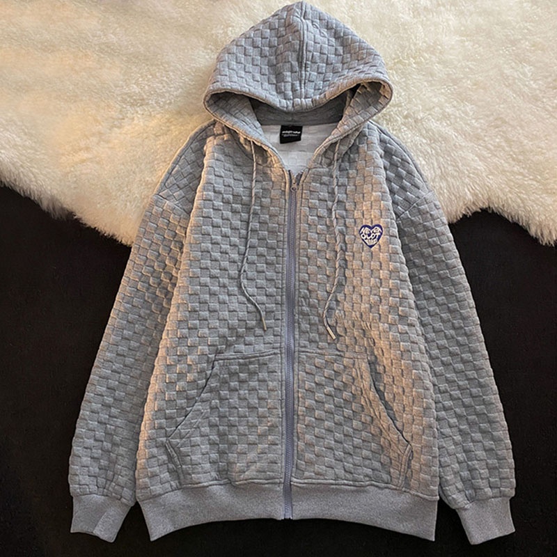 Áo khoác cardigan IELGY có khóa kéo mũ trùm đầu ôm dáng dành cho nữ