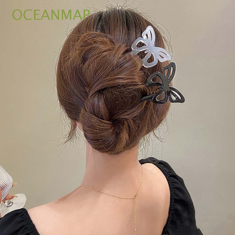 Trâm Cài Tóc Hình Bướm Trong Suốt Phong Cách Hàn Quốc Cổ Điển Thanh Lịch Nhiều Màu Sắc