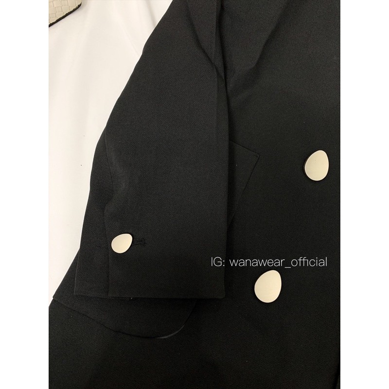 Áo blazer nữ form rộng WANAWEAR khoác nữ đen cao cấp 2 lớp dày dặn có đệm vai sang chảnh Hàn Quốc | BigBuy360 - bigbuy360.vn