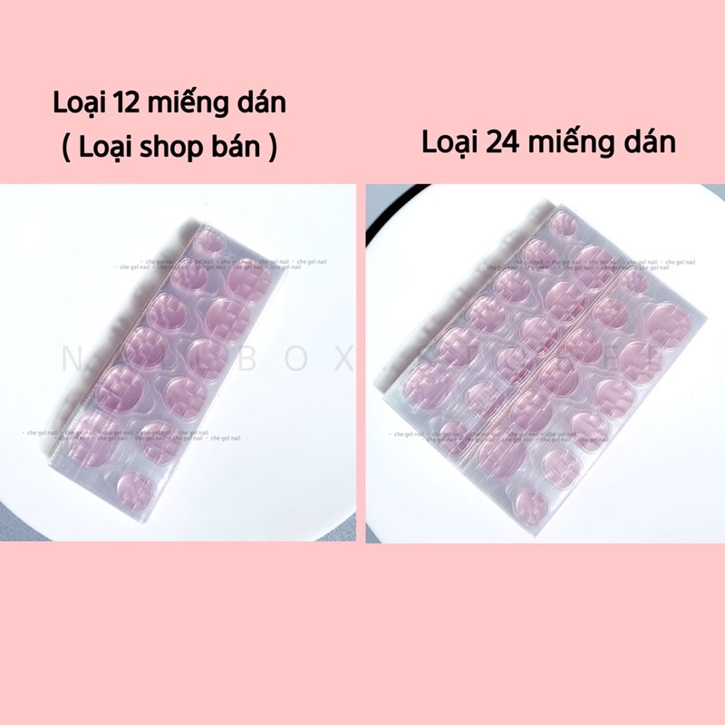 ( MD MÀU HỒNG ) Miếng keo dán móng giả bằng silicon màu hồng, loại 12 miếng dán