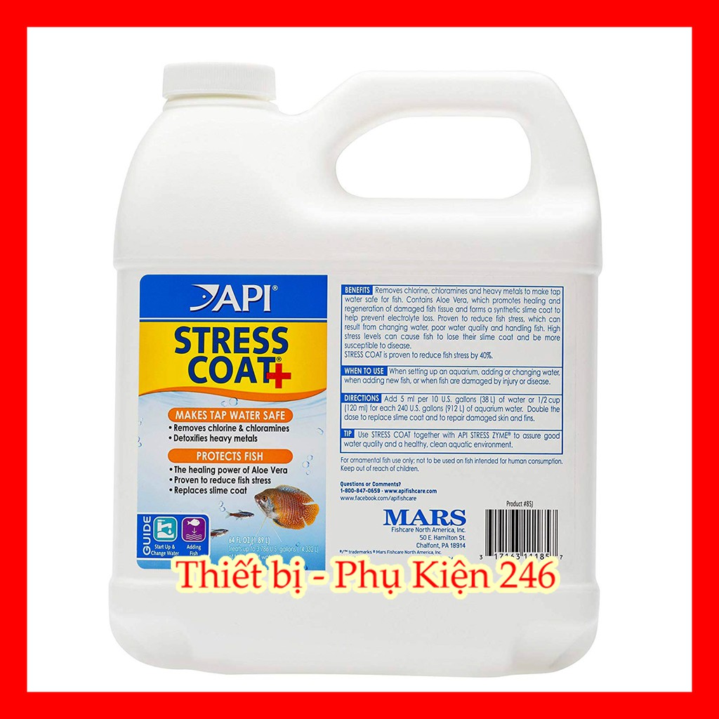 API Stress Coat + chuyên cá nước ngọt (giúp khử Chlorine,Chloramine và kim loại nặng) chai 237ml