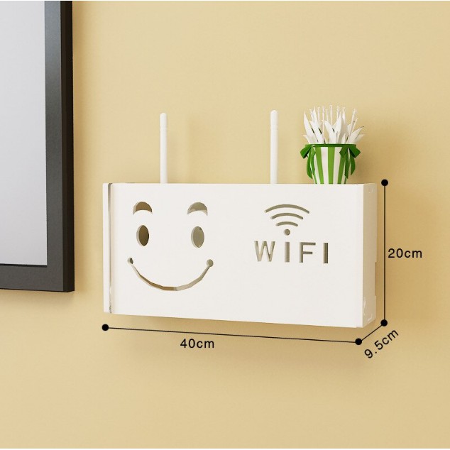 Hộp Kệ Wifi treo tường không khoan Kết hợp trang trí phòng khách dễ thương Nhiều Mẫu 40x20x9.5cm