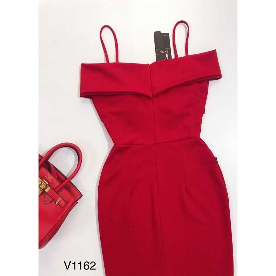 [ xả kho ] MiD Đầm body đỏ đính nơ ngực V1162 Mie Design kèm ảnh thật