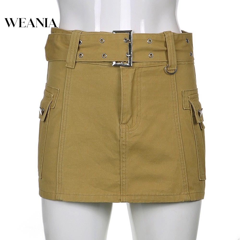 Chân váy jean Lưng Thấp Màu Sắc Thanh Lịch