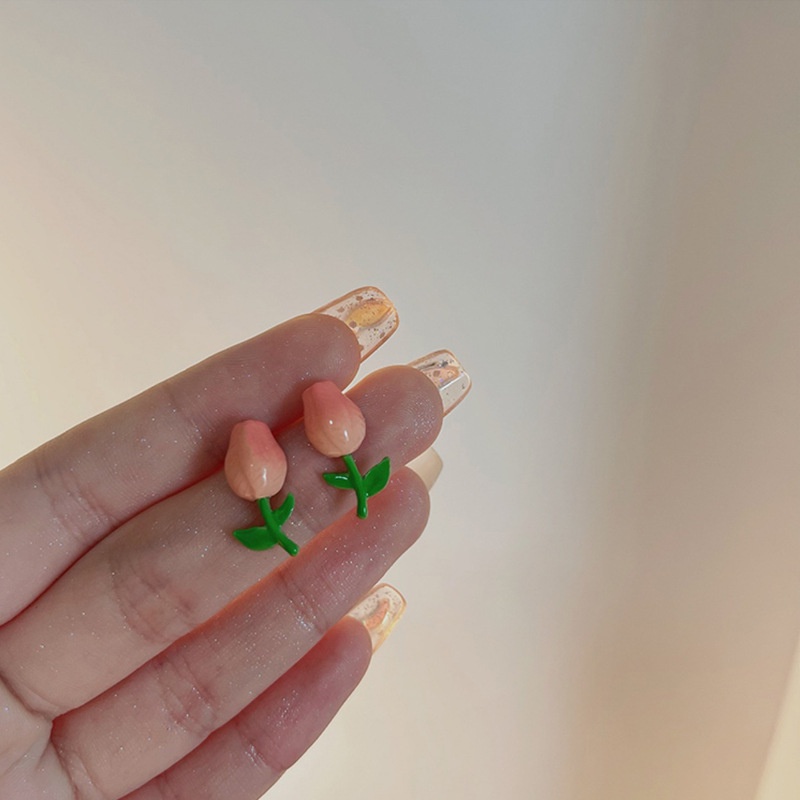 Bông Tai Hình Hoa Tulip Mini Đơn Giản Dễ Thương Cho Nữ